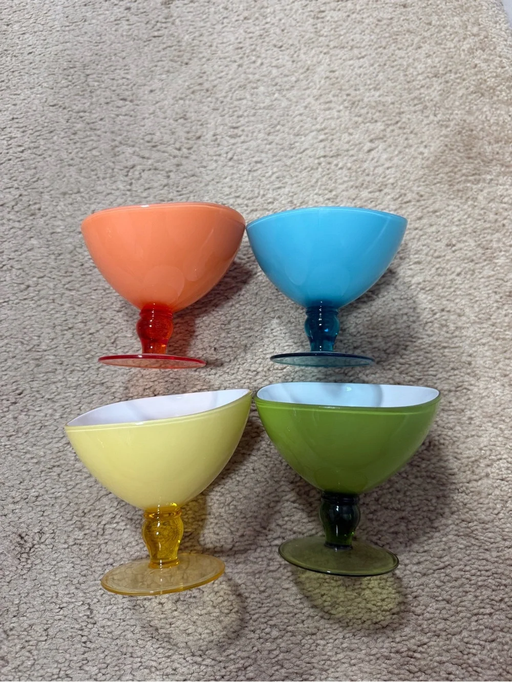 Colorful Glass Dessert Bowls - Set of 4
